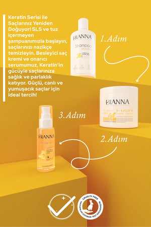 Bianna Keratin 3'lü Saç Bakım Seti - Şampuan - Serum - Krem | Dora Kozmetik