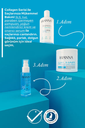 Bianna Collagen 3'lü Saç Bakım Seti - Şampuan - Serum - Krem | Dora Kozmetik