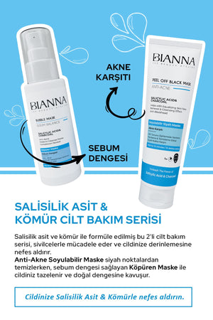 Bianna Bubble Mask Salisilik Asit&Kömür - Anti Akne Köpüren Maske - 75 ml | Dora Kozmetik