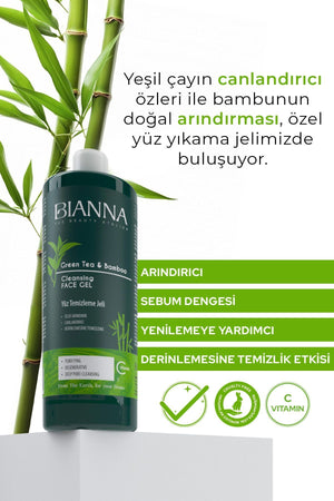 Bianna Yeşil Çay ve Bambu Özlü Yüz Yıkama Jeli 400 ml | Dora Kozmetik