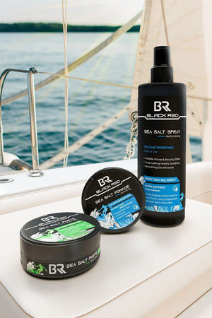 Black Red Saç Deniz Tuzu Spreyi - Sea Salt Spray & Wax Saç Şekillendirici Mat Wax Sea Salt Paste - 2'li Set | Dora Kozmetik