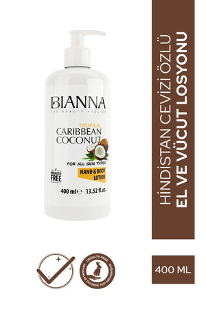 Bianna Hindistan Cevizli El ve Vücut Losyonu – 400 ml | Dora Kozmetik