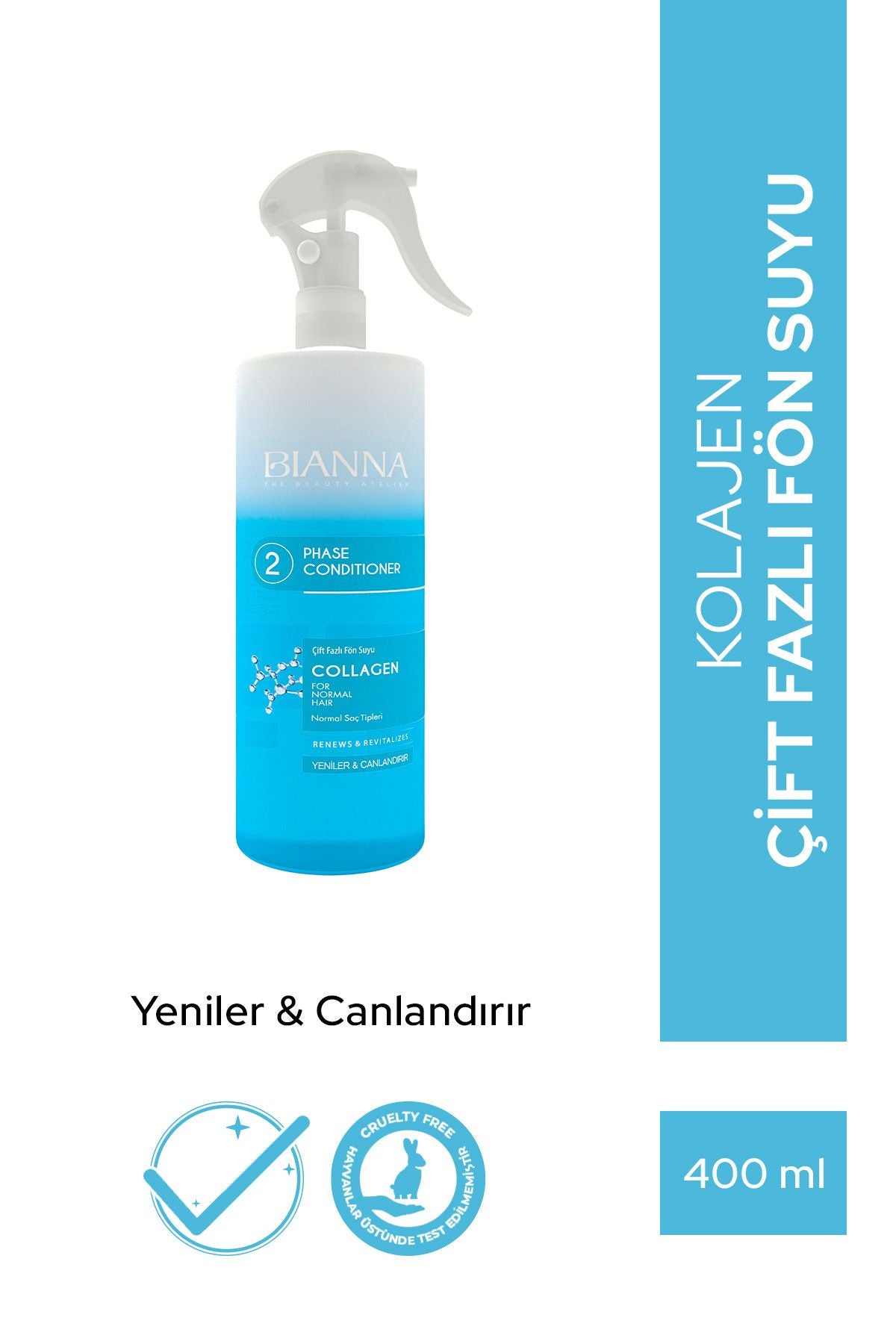 Bianna Çift Fazlı Kolajen İçeren Fön Suyu Nemlendirir & Canlandırır - 400ml