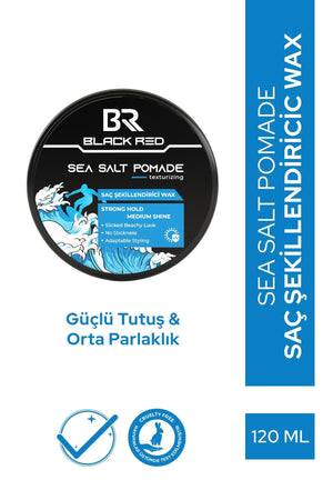 Black Red Saç Deniz Tuzu Spreyi - Sea Salt Spray & Wax Saç Şekillendirici Wax Sea Salt Pomade - 2'li Set | Dora Kozmetik