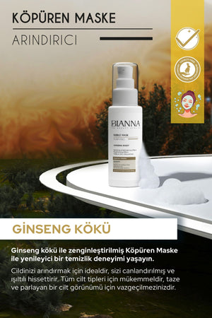 Bianna Bubble Mask Ginseng Özlü ve Yatıştırıcı Köpüren Maske - 75 ml | Dora Kozmetik