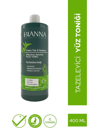 Bianna Tonik C Vitaminli Bambulu ve Yeşil Çaylı Yüz Temizleme Toniği - 400 ml | Dora Kozmetik