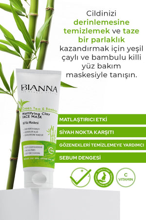 Bianna Yeşil Çay ve Bambu Özlü Yüz Maskesi 200 ml | Dora Kozmetik