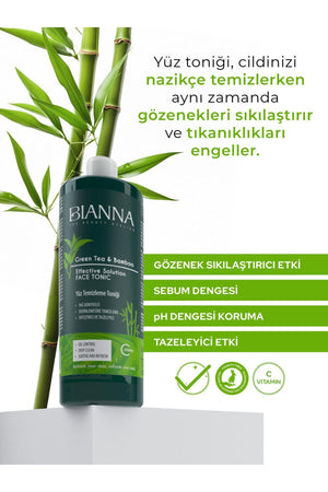 Bianna Yüz Toniği ve Yüz Peelingi Cilt Bakım 2'li Set C Vitaminli Bambulu ve Yeşil Çay Özlü | Dora Kozmetik