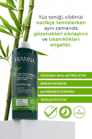 Bianna Tonik C Vitaminli Bambulu ve Yeşil Çaylı Yüz Temizleme Toniği - 400 ml | Dora Kozmetik