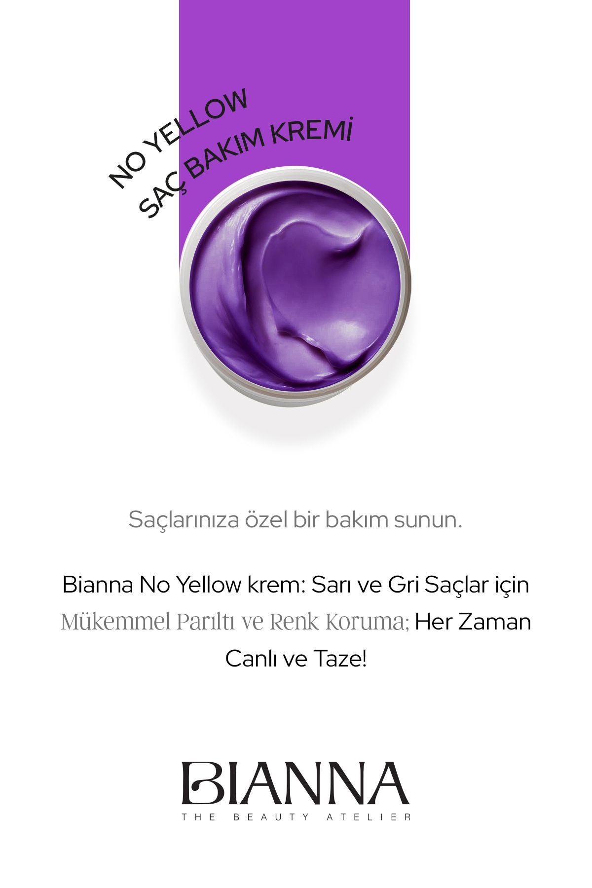 Bianna Mor (No Yellow) Saç Bakım Kremi - 500 ml | Dora Kozmetik