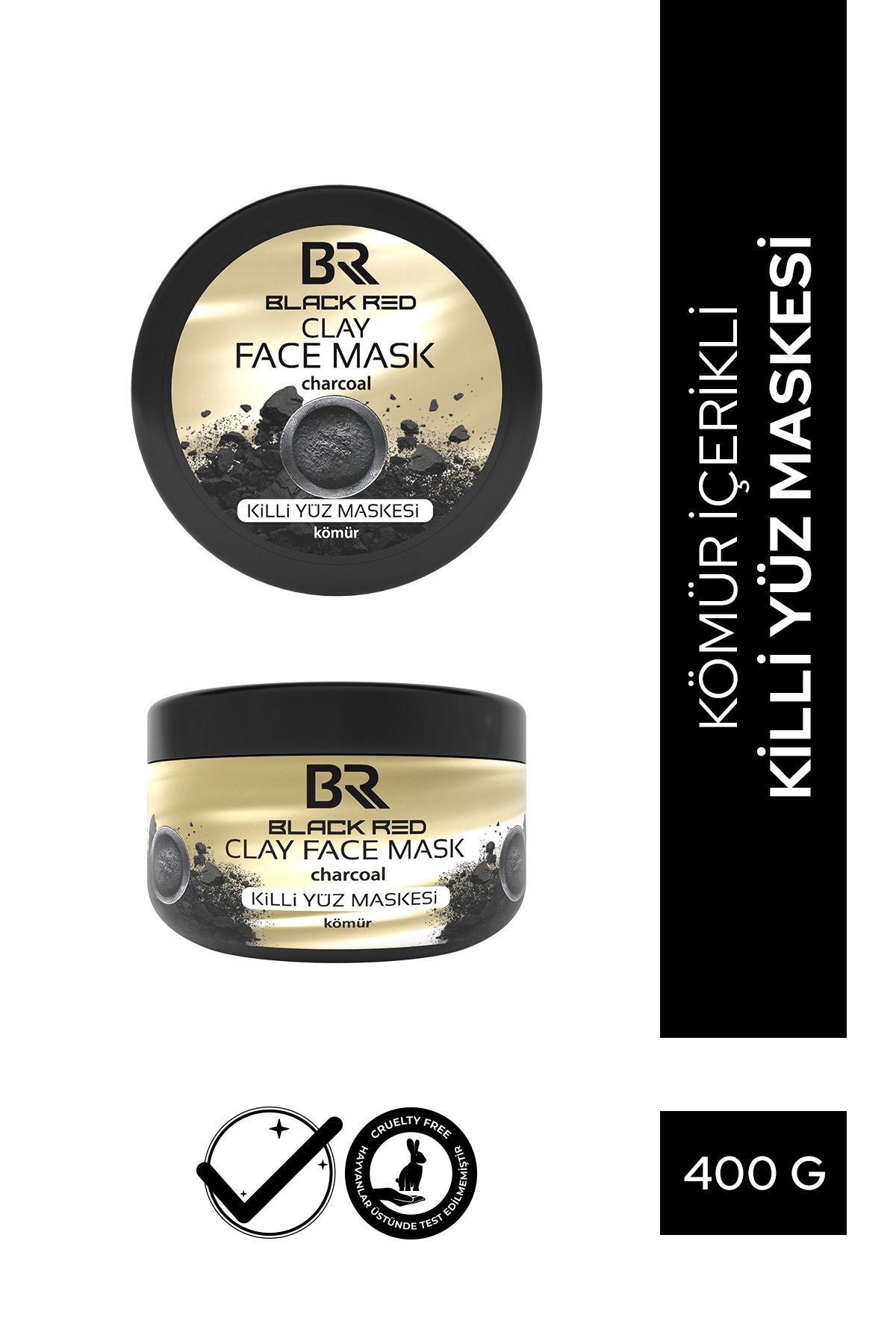 Black Red Kil Maskesi Yüz Maskesi Kömür İçerikli Killi Yüz Maskesi - 400g | Dora Kozmetik