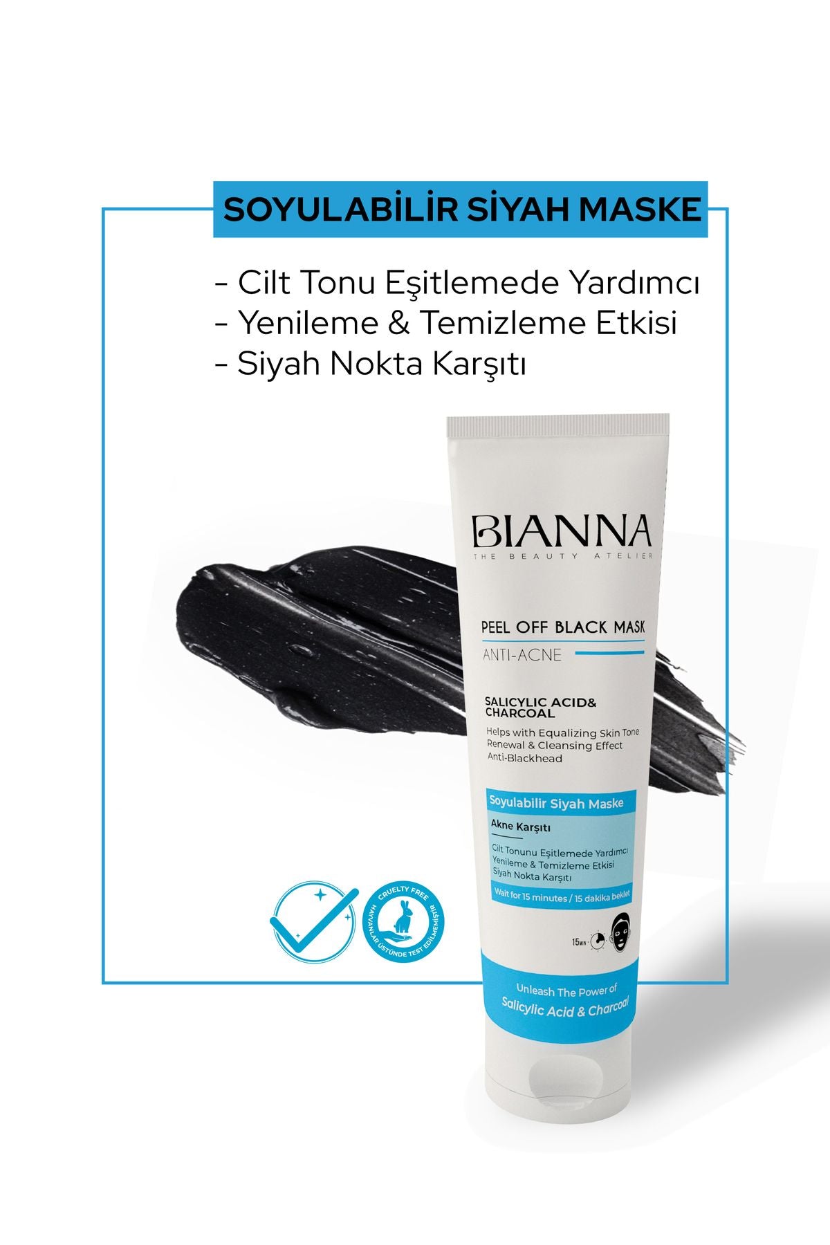 Bianna Bubble Mask Salisilik Asit&Kömür - Anti Akne Köpüren Maske - 75 ml | Dora Kozmetik