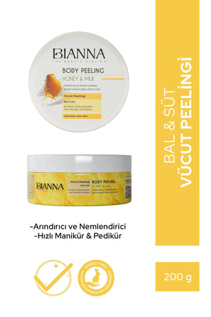 Bianna Vücut Peelingi - Bal & Süt Özlü Nemlendirici ve Arındırıcı Vücut Peelingi - 200 ml | Dora Kozmetik