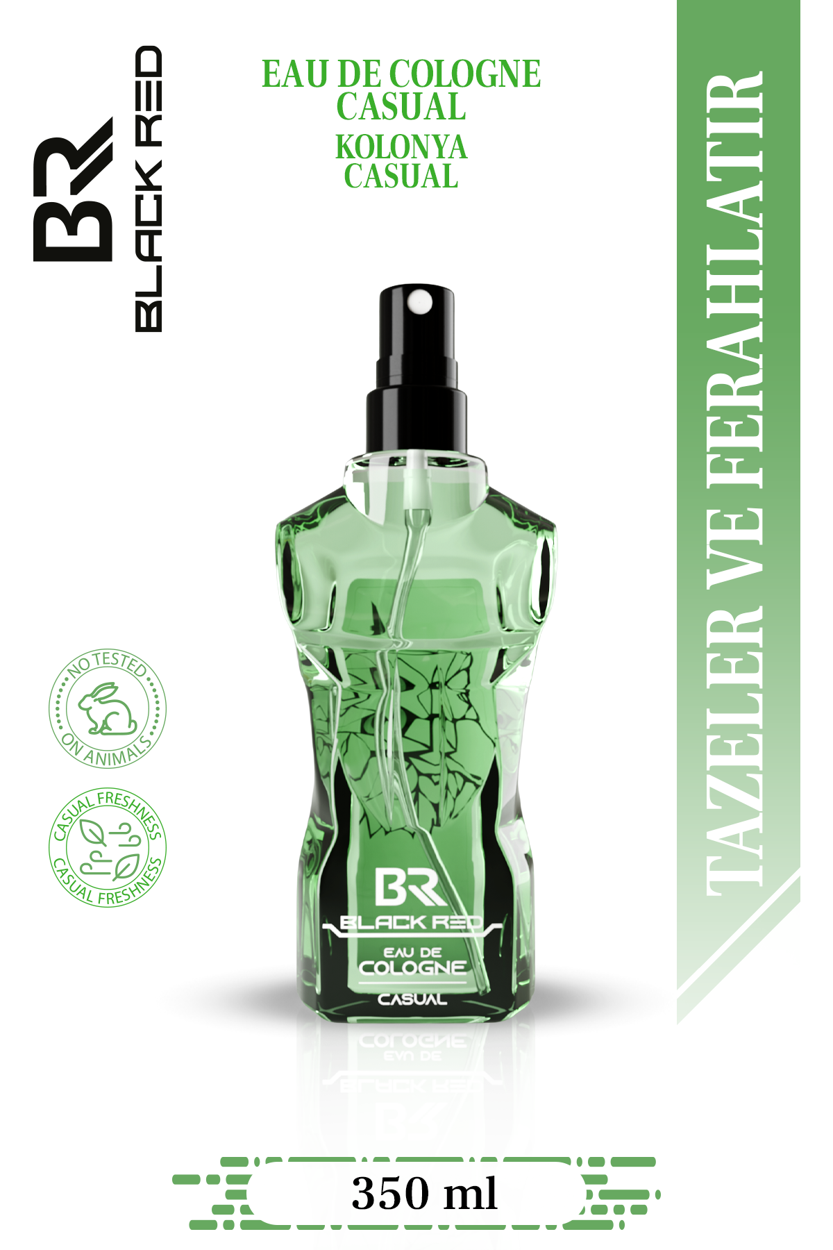 Black Red Casual Eau de Cologne Kolonya 350 ml
