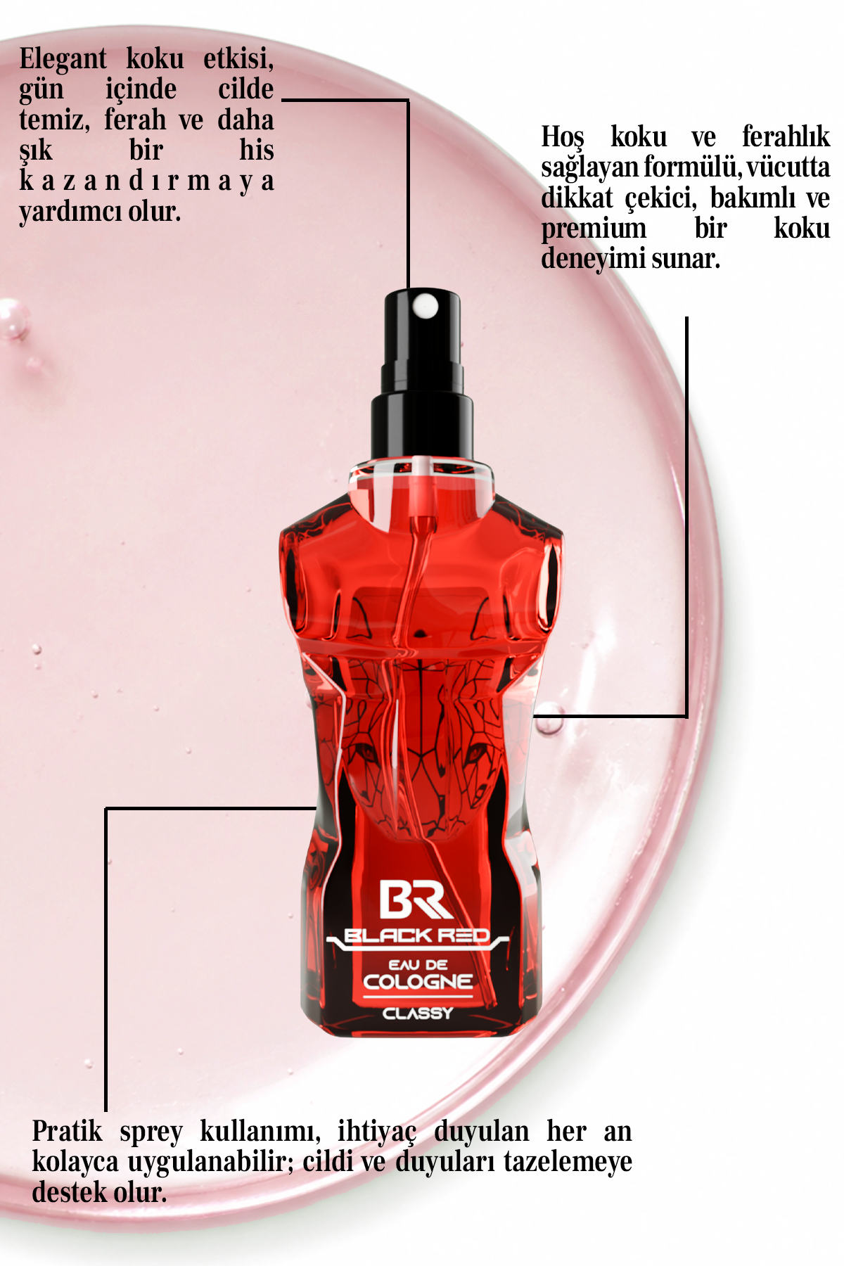 Black Red Classy Eau de Cologne Erkek 350 ml