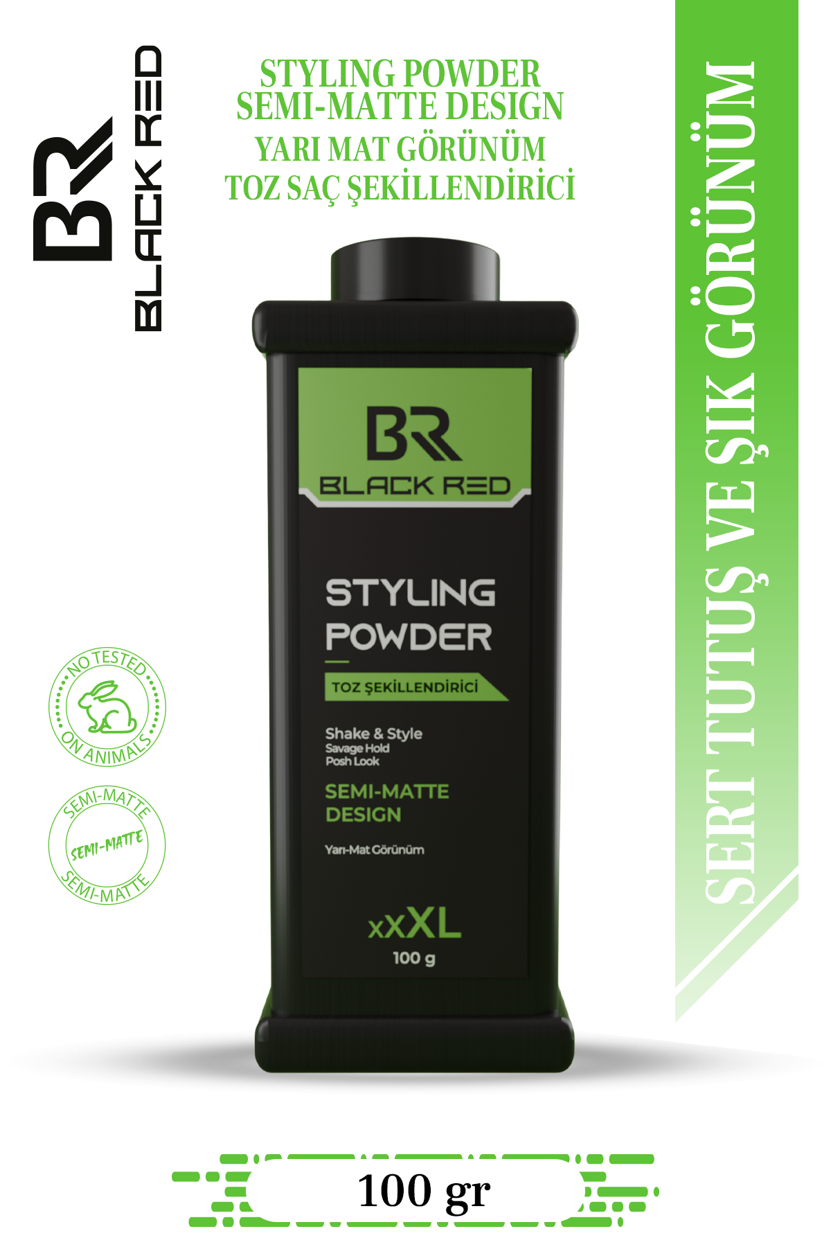 Black Red Semi-Matte Hair Styling Powder XL 100 g