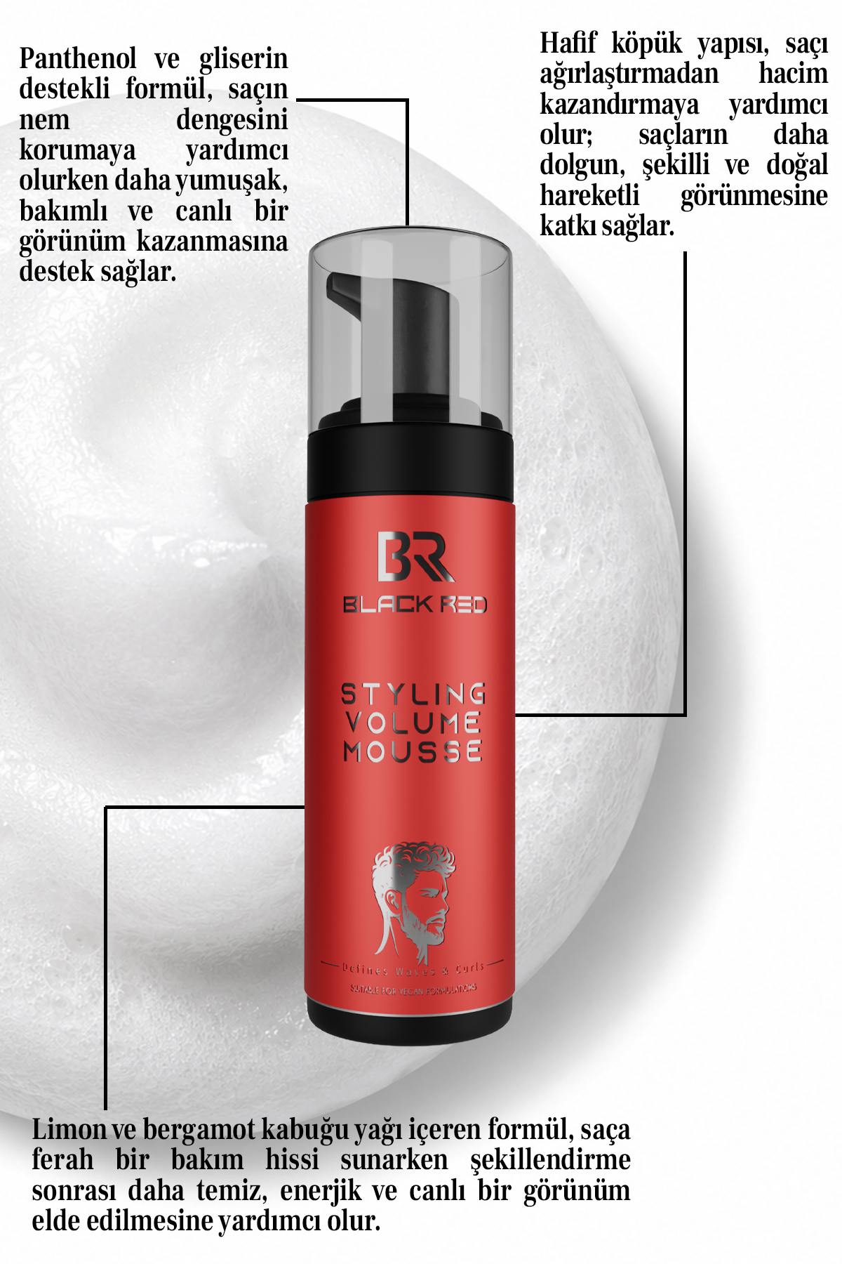 Black Red Styling Volume Mousse 150 ml