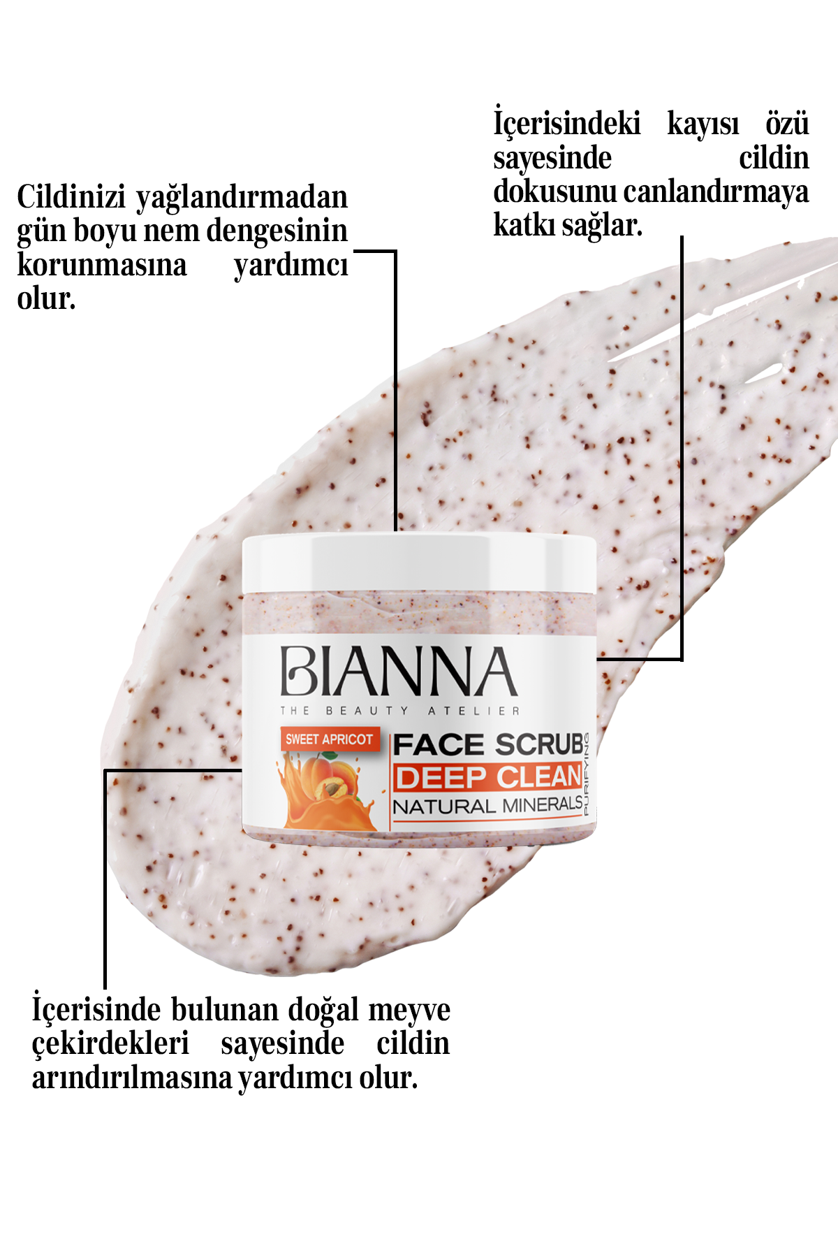 Bianna Kayısı Özlü Yüz Peelingi Canlandırıcı & Arındırıcı & Dengeliyici - 250 ml