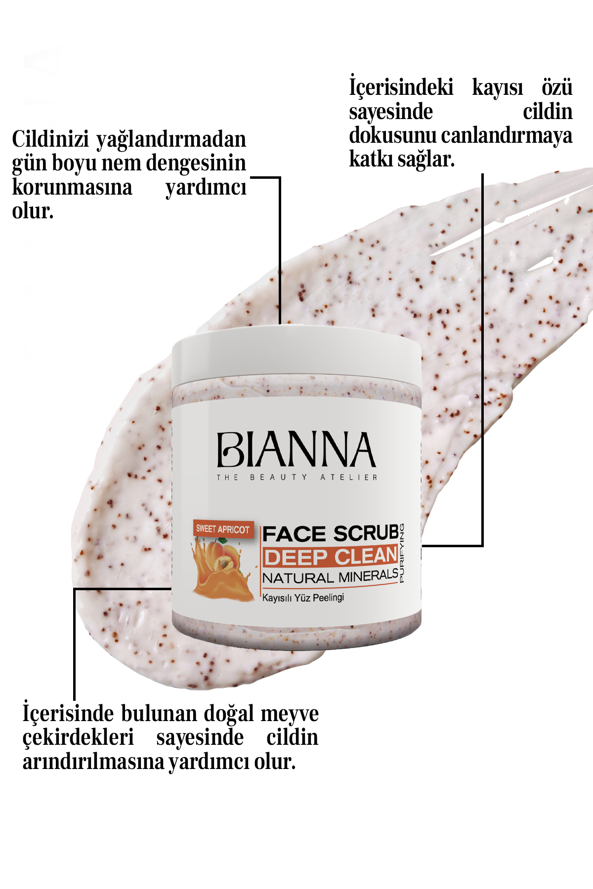 Bianna Kayısı Özlü Yüz Peelingi Canlandırıcı & Arındırıcı & Dengeliyici - 500ml