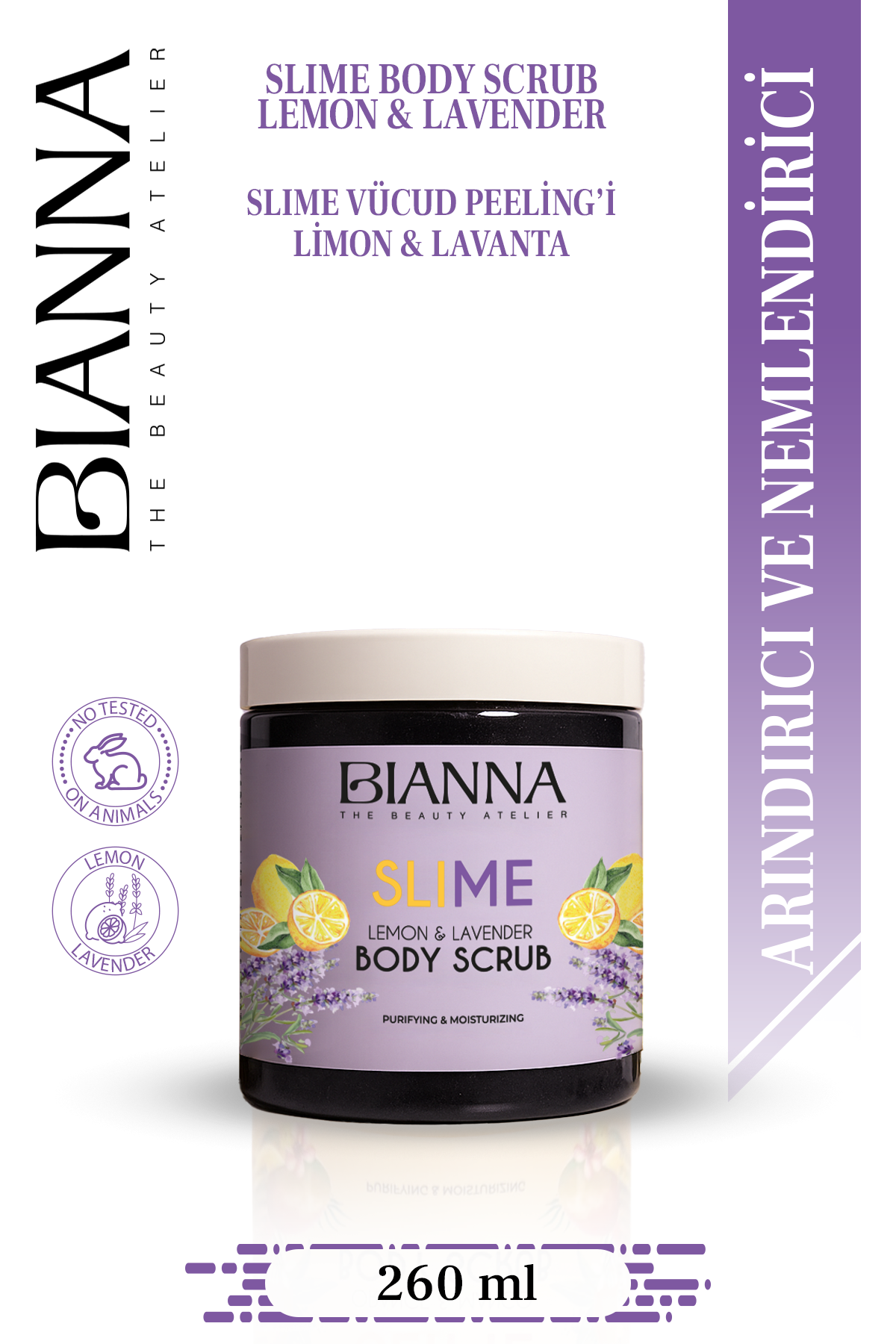 Bianna Limon & Lavanta Özlü Slime Vücut Peelingi | Arındırıcı & Nemlendirici Etki | 260 gr