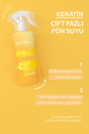 Bianna Çift Fazlı Keratin Içeren Fön Suyu | Güçlendirir & Yeniler - 400 ml | Dora Kozmetik