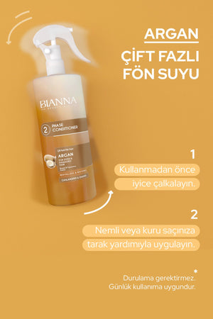 Bianna Çift Fazlı Argan Içeren Fön Suyu | Canlandırır & Onarır - 400 ml | Dora Kozmetik