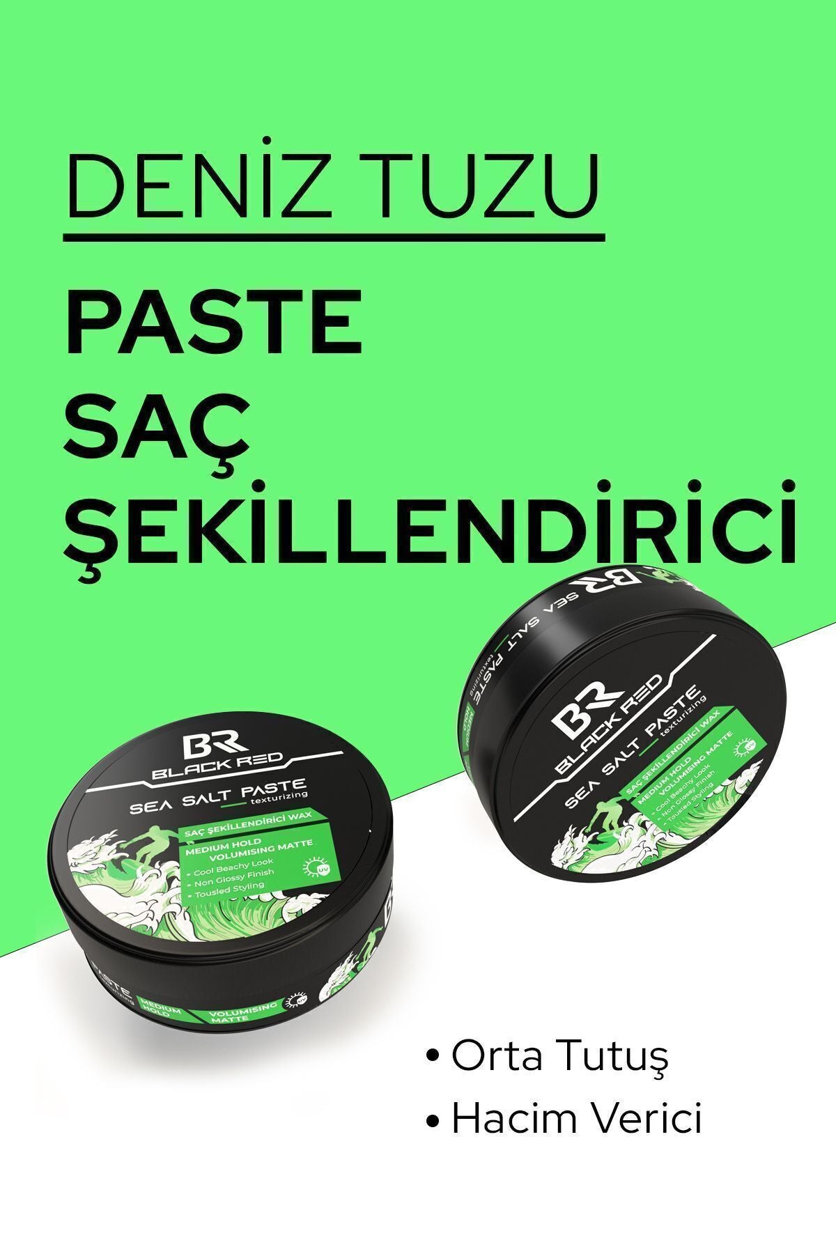 Black Red Wax Saç Şekillendirici Wax Sea Salt Paste Deniz Tuzlu Wax Mat Doğal Görünüm Orta Sertlik - 120 ml