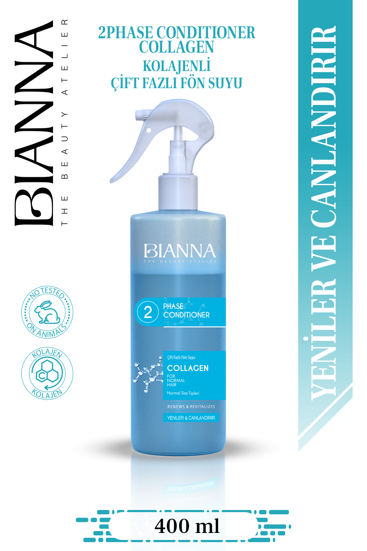 Bianna Çift Fazlı Kolajen İçeren Fön Suyu Nemlendirir & Canlandırır - 400 ml
