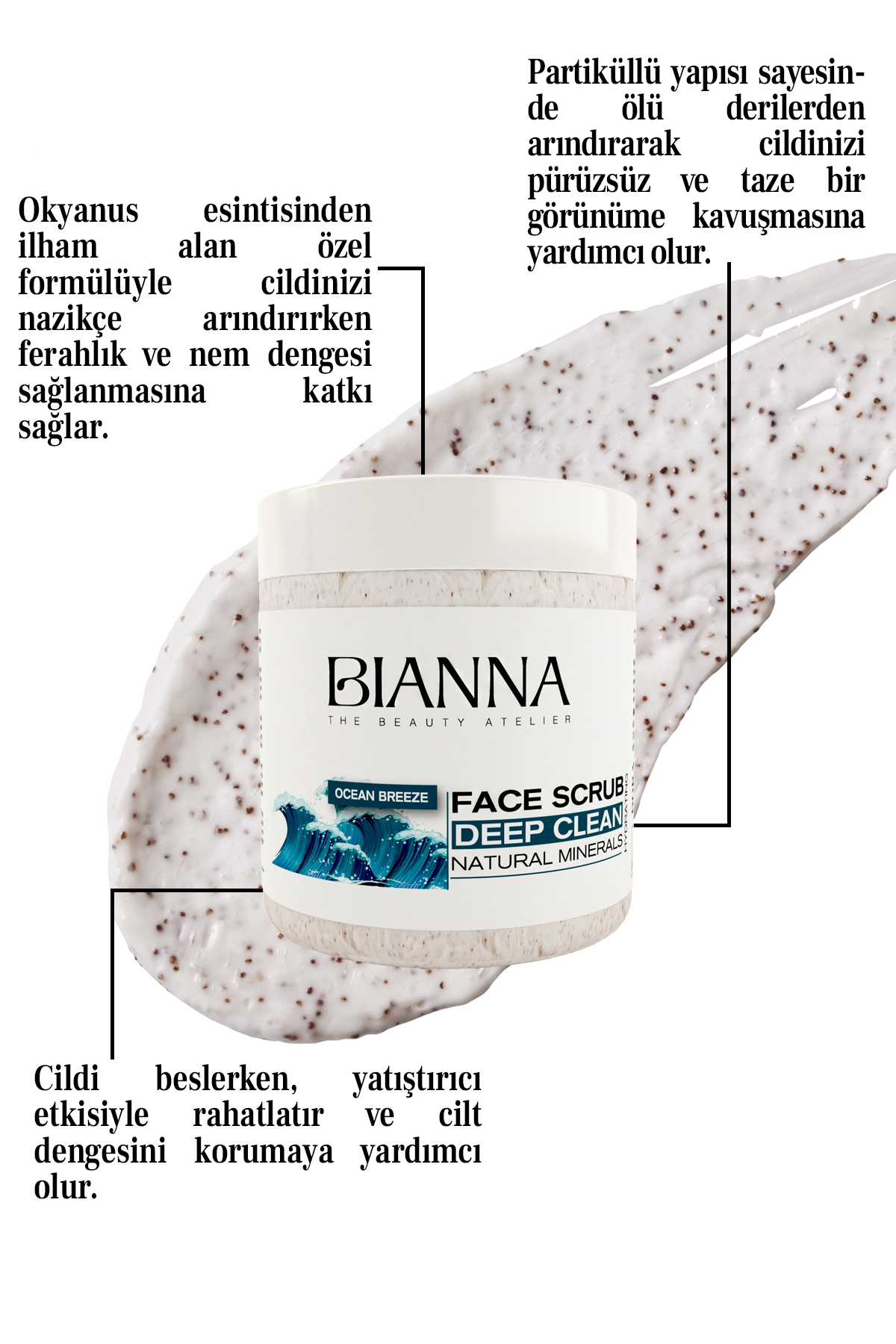 Bianna Okyanus Esintisi Yüz Peelingi Nemlendirici & Ferahlatıcı & Yatıştırıcı - 500ml